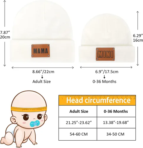 Miniatura 9 de Gorro para padres e hijos,Madre y bebé hija/hijo gorro de punto cálido de invierno,Gorro suave para niños