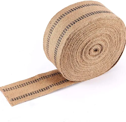 ZOENHOU Correas de yute para tapicería de 3.5 pulgadas x 21.8 yardas, correas de yute grueso para silla de muebles, correas naturales con rayas