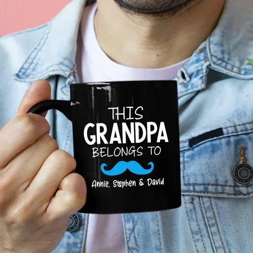Miniatura 2 de Taza con texto en inglés "This Grandpa Belongs Tow", taza para abuelo, taza de papá personalizada, regalo para papá para marido, taza divertida