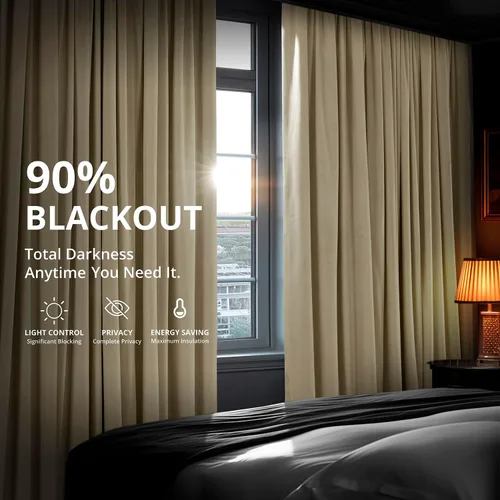 Miniatura 3 de HPD Half Price Drapes Cortinas Opacas de Terciopelo - 96 Pulgadas de Largo 1 Panel Cortina Opaca con Pliegues Signature para Sala de Estar y Tierra
