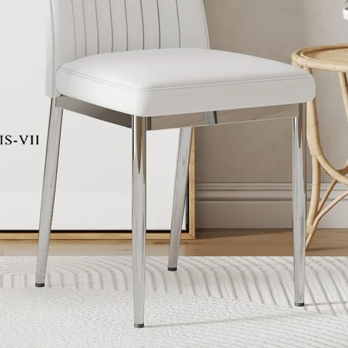 Miniatura 7 de Juego de 6 sillas de comedor modernas, Juego de 6 sillas de comedor con cuero PU y patas cromadas de respaldo alto, sillas de metal Sillas