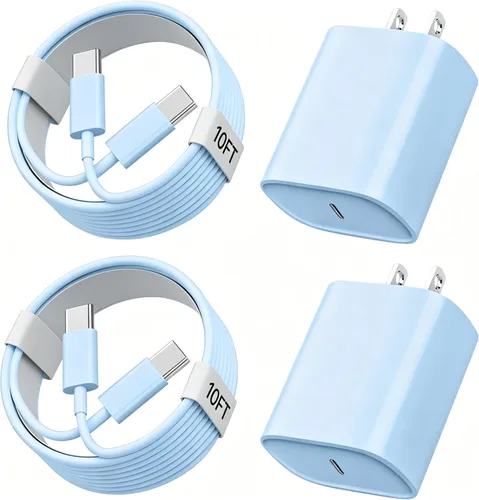 Miniatura 9 de Cargador de teléfono 17 16 15 de carga rápida, cable de carga USB C de 10 pies de largo con bloque de carga rápida de teléfono tipo C de 20 W