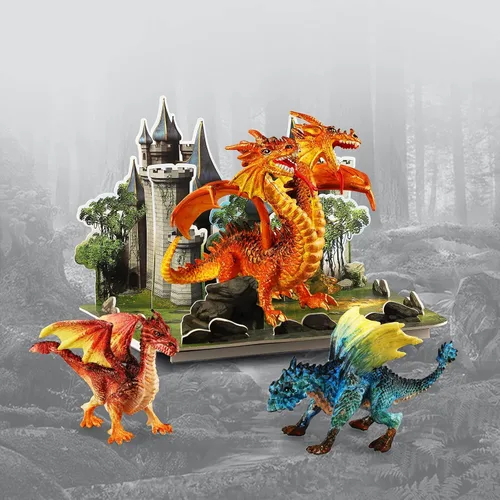 Miniatura 5 de Ferthor Fun Dragon Toys Kit de pintura de dragón, juego de manualidades para niños con juguete educativo de 13 colores para pintar tu propio regalo