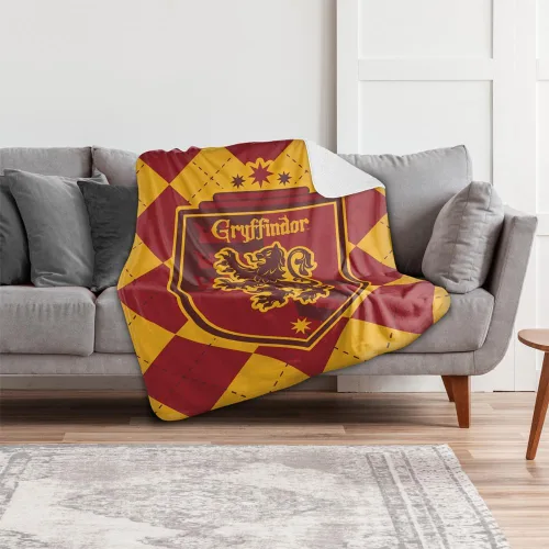 Miniatura 6 de Manta de Harry Potter, 50 x 60 pulgadas, Gryffindor Plaid Sigil Silky Touch Sherpa Back Manta súper suave