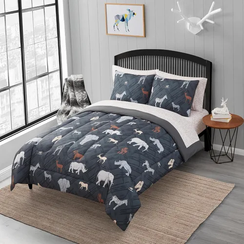 Miniatura 49 de Juego de ropa de cama para niños en una bolsa para niños y niñas, juego de sábanas impresas y edredón, individual, Waterbury Marble Mármol Waterbury