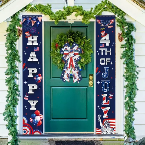 Miniatura 3 de ALIBBON Arcos patrióticos grandes para corona, lazos de corona del 4 de julio, lazos de corona de flores rojas, blancas y azules para puerta