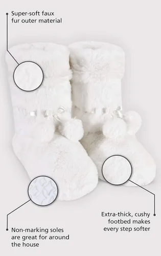 Miniatura 4 de PajamaGram - Zapatillas para mujer con forro polar, pantuflas abotinadas