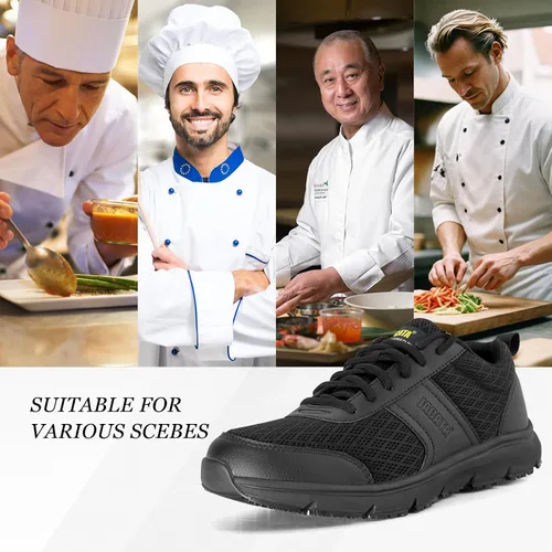 Miniatura 6 de Zapatos de trabajo para hombresmujeres, para servicio de alimentos, unisex, antideslizantes, transpirables, ligeros, para cocinero, caminar