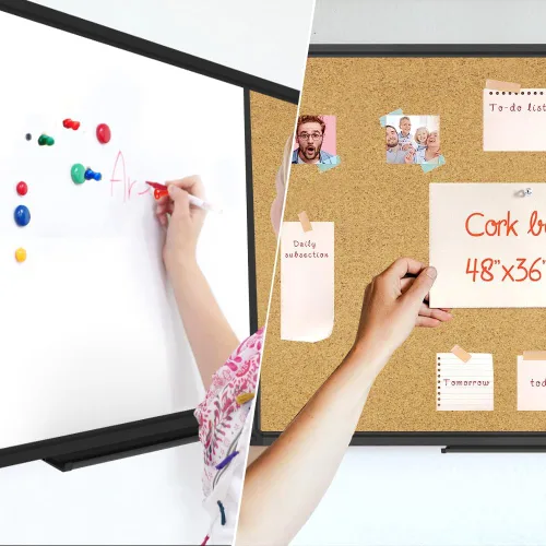 Miniatura 5 de XBoard Pizarra magnética 48x36 - Pizarra combinada de borrado en seco/tablero de corcho, pizarra blanca magnética + tablero de corcho con marco