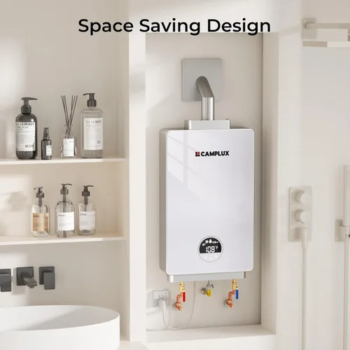 Miniatura 7 de CAMPLUX - Calentador de agua sin tanque de propano de 82,000 BTU, sistema de agua caliente instantánea de 3.18 GPM para toda la casa, uso de 2 a 3