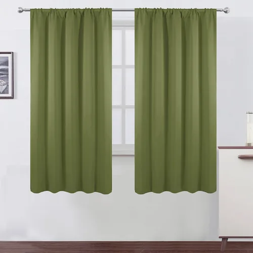 Miniatura 126 de LEMOMO Cortinas opacas negras para cocina, 42 x 45 pulgadas, juego de 2 paneles de cortinas opacas con bolsillo para cortinero para ventana pequeña