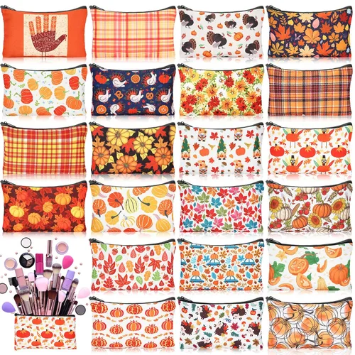 Miniatura 11 de 24 piezas bolsas de maquillaje a granel, bolsas de cosméticos de lona, organizador de bolso, bolsa cosmética con cremallera, bolsa de tocador