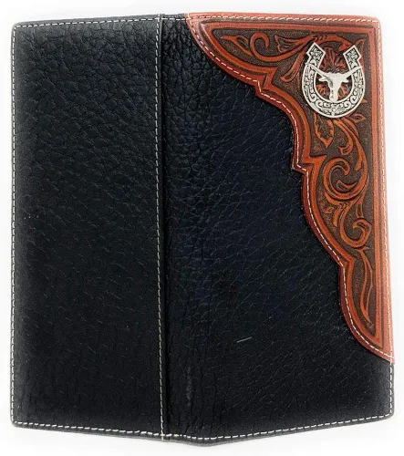 Miniatura 3 de Western Premium - Cartera larga plegable de cuero genuino para hombre en 2