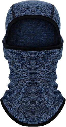 Miniatura 12 de Azarxis Gorro de niños con pasamontañas de forro polar para esquí, máscara facial de invierno, gorro ajustable con calentador doble para el cuello