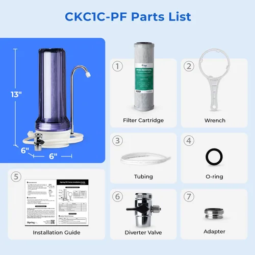 Miniatura 7 de iSpring CKC1C-PF - Filtro de agua para encimera de 2.5 x 10 pulgadas, filtro probado por SGS, reduce PFAS, cloro y olores, fácil instalación, se