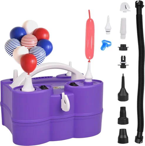 Bomba eléctrica de globos, máquina sopladora de globos eléctrica portátil, bomba de aire de globos, boquilla doble, inflador de globos de 110 V 600