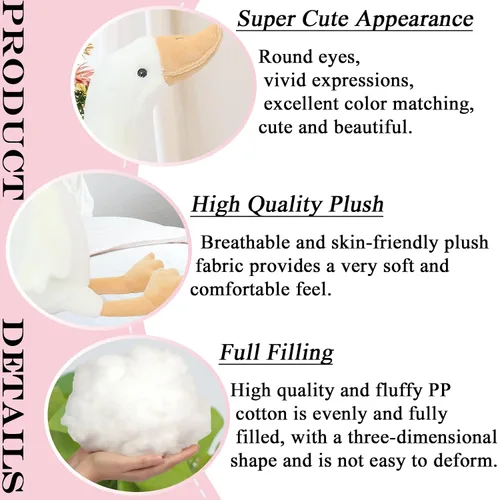 Miniatura 3 de zhidiloveyou Peluche de ganso de 15.7 pulgadas, juguete de cisne de peluche para niños y adultos, color blanco