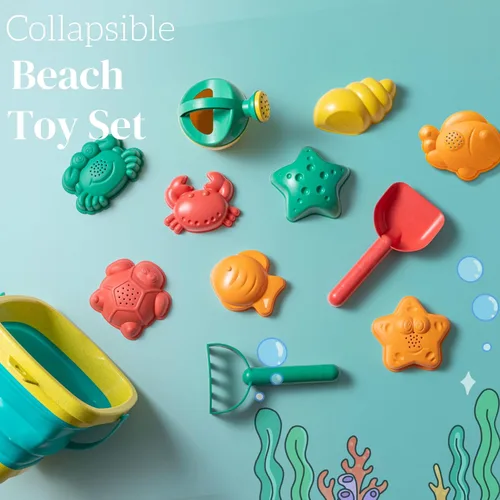 Miniatura 4 de Juguetes de playa para niños, el juego de juguetes de arena incluye pala de cubo de arena plegable y rastrillo de arena para playa, 12 piezas