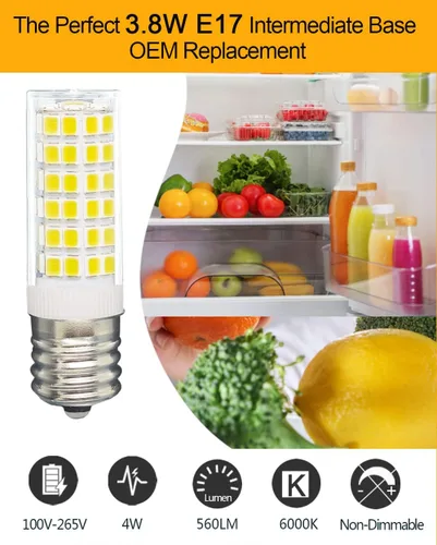 Miniatura 3 de KEI d28k 4w kel2812 - Bombilla para congelador kei d28m kel 2815 ac100-265v 3.8w bombilla para refrigerador 5304517886 repuesto E17 base intermedia