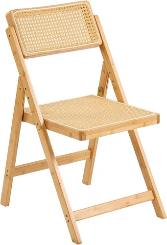 Miniatura 10 de Furlide Juego de 2 sillas de comedor de ratán, sillas de comedor modernas de mediados de siglo con brazos, sillas de bambú para exteriores