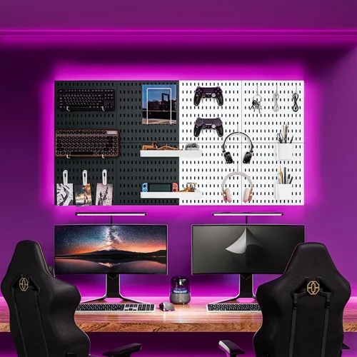Miniatura 6 de Paquete de 8 Paneles de Tablero Perforado de Plástico de 22"x44" Tableros Organizadores Modulares Duraderos para Almacenamiento en Pared, Garaje