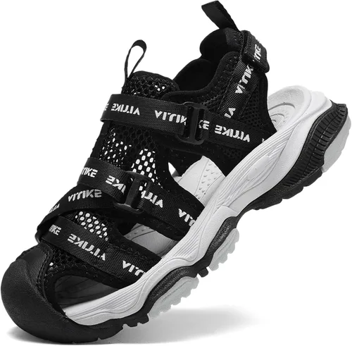 Miniatura 20 de JMFCHI Sandalias deportivas de verano para niños y niñas, sandalias de punta cerrada para exteriores, zapatos atléticos para agua, sandalias