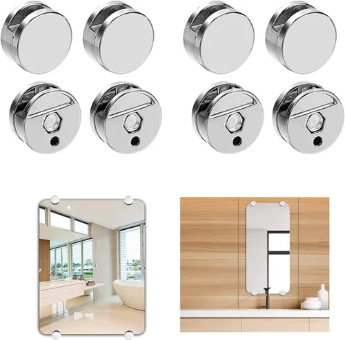 Miniatura 9 de AWEN Clips para Espejo de Vidrio Grueso de 5-11mm, Abrazaderas de Vidrio para Espejo Montado en Pared, Colgador de Espejo Dorado de Cobre Puro