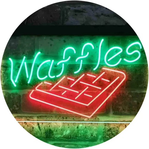 Miniatura 10 de ADVPRO Waffles Snack Café - Letrero de neón LED de doble color, azul y rojo, 12 x 8 pulgadas st6s32-i3820-br
