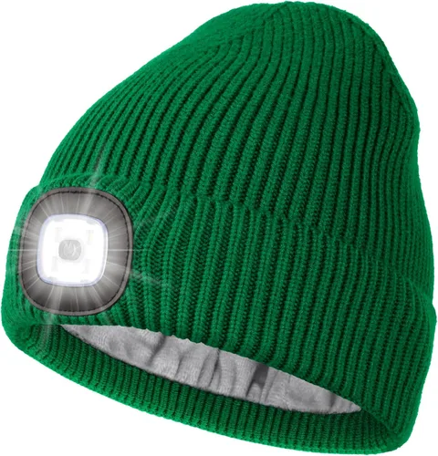 Miniatura 17 de MELASA Gorro de invierno con forro polar LED, recargable por USB, gorro cálido con luz integrada, regalos para hombres, papá, esposo, él