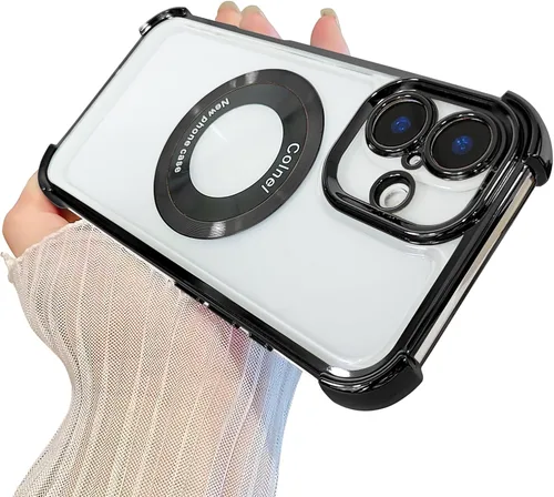 Miniatura 30 de Funda magnética transparente para iPhone 14 Plus, lujo brillante en las cuatro esquinas, protección de grado militar a prueba de golpes