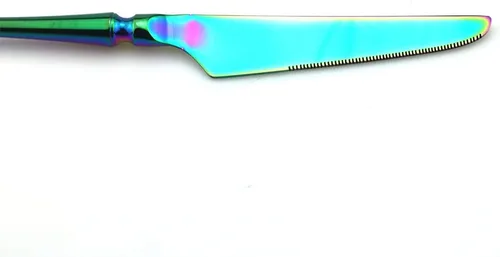 Miniatura 8 de JASHII Juego de cubiertos de titanio de lujo de 6 piezas de acero inoxidable 18/10 pulido de espejo de arco iris cubiertos incluye tenedor cuchillo
