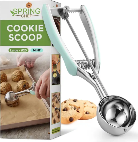 Miniatura 18 de Spring Chef Rojo Mediano 1.7 Cucharadas Cuchara para Galletas para Hornear - Cuchara Bolera para Melón de Acero Inoxidable #40 con Liberación