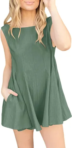 Miniatura 2 de Jeanewpole1 Women's Sleeveless Backless Wide Leg Flowy Romper Short Jumpsuit with Pocket