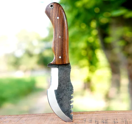 Miniatura 2 de Cuchillo de seguimiento de 8.5 pulgadas, hoja fija, supervivencia, caza, espiga completa, cuchillo táctico, hecho a mano, acero de alto carbono
