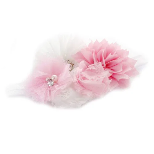 Miniatura 7 de My Lello Diadema Shabby Tela Flor Cluster Bebé - Bebé - Niño Pequeño - Niña Elástico Mineral Hielo, Hielo mineral