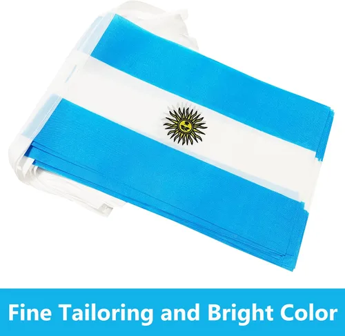 Miniatura 3 de Bandera de Cuerda Argentina de 100 Pies, 76 Piezas Bandera Estandarte Argentina, Pequeñas Mini Banderas del Mundo para Eventos Deportivos