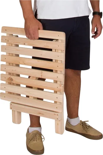 Miniatura 3 de Shine Company - Mesa auxiliar cuadrada plegable de madera maciza, mesa de patio pequeña Adirondack para exteriores, natural