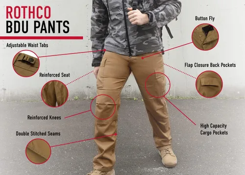Miniatura 2 de Rothco - Pantalones tácticos de camuflaje estilo uniforme militar BDU, tipo cargo