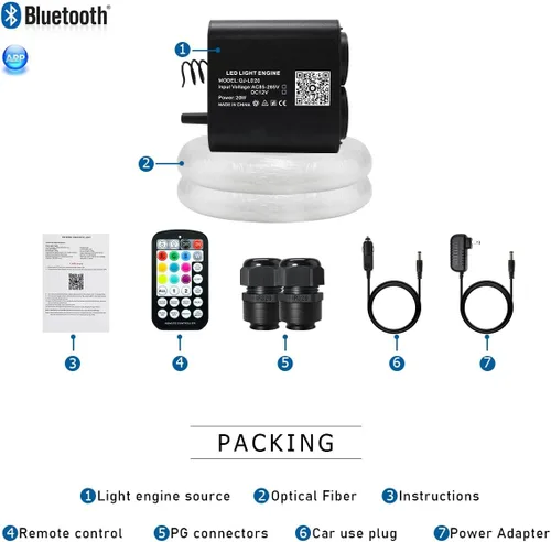 Miniatura 7 de AKEPO - Kit de luz de 20 W, RGBW, de cabezal doble, parpadeante, controlada a través de aplicación, fibra óptica, 900 unidades de fibras ópticas