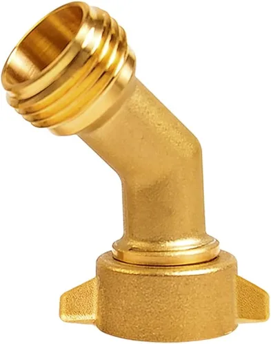 Miniatura 5 de Uenede Latón 3/4 "GHT 45 grados codo giratorio manguera de jardín conector, 2PCS Adaptador de manguera de jardín de rosca hembra a macho Cambiar