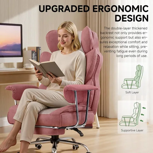 Miniatura 5 de COMHOMA Silla de Juegos Grande y Alta con Soporte Lumbar de Resorte de Bolsillo, Silla de Oficina Ergonómica con Reposapiés, Silla de Escritorio