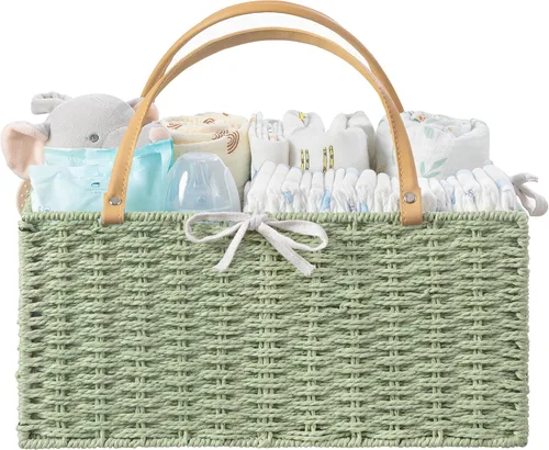 Miniatura 12 de HBlife Organizador Grande de Pañales para Bebé, Cestas de Almacenamiento de Cuerda de Papel Contenedor de Guardería con Divisor Extraíble