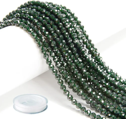 Miniatura 8 de AD Beads Cuentas naturales de piedras preciosas con corte de diamante micro facetado de 4 mm pequeñas y redondas para hacer collares y pulseras DIY