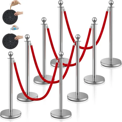 Miniatura 10 de Ferraycle 4 piezas 2025 Prom de acero inoxidable soporte 5 pies de cuerdas de terciopelo y poste para barreras de control de multitudes