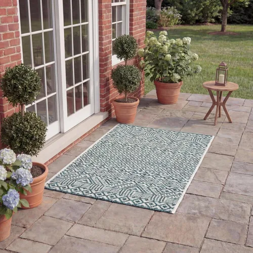 Miniatura 53 de SAFAVIEH Alfombra lavable al aire libre, colección Courtyard - 2'3" x 5', gris y negro, no desprende pelusa y fácil limpieza, ideal para patio