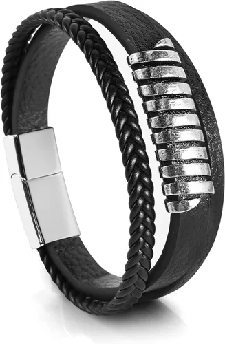 Miniatura 7 de Hamoery Men Leather Bracelet Punk Braided Rope Alloy Bracelet Bangle Wristband