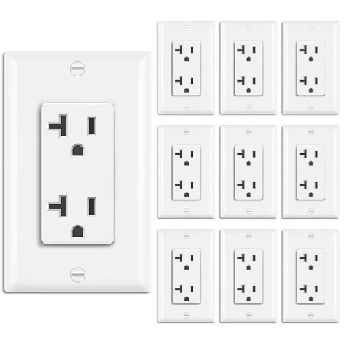 Miniatura 8 de BESTTEN Paquete de 20 tomas de corriente decoradora de pared de 15 amperios, no resistente a manipulaciones, placa de pared incluida