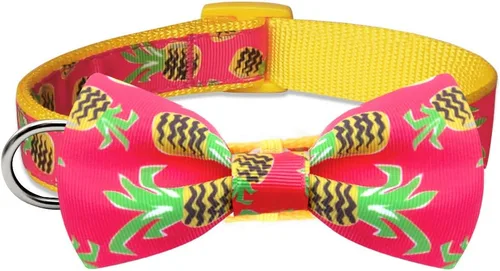 Miniatura 4 de azuza Collar de perro con pajarita, collar de perro suave y cómodo con lazo, patrones divertidos y color brillante para perros pequeños D#Fruta-Piña