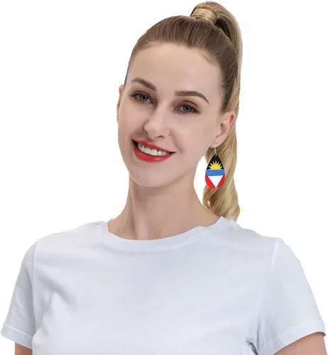 Miniatura 8 de Pendientes de bandera de país en forma de lágrima para mujer, ligeros, de cuero, colgantes, joyería patriótica para regalos