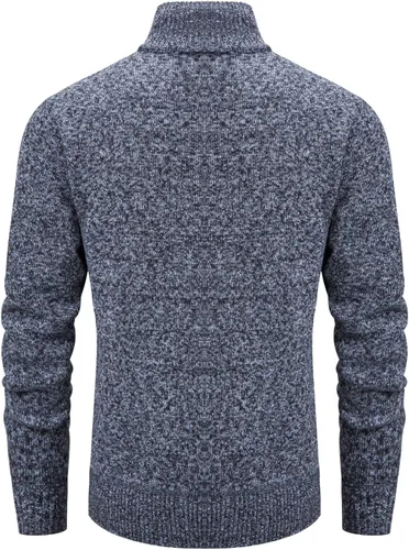 Miniatura 21 de VtuAOL Suéteres tipo cárdigan para hombre, con cremallera completa, cuello alto, cárdigan de punto casual con bolsillos